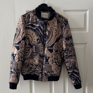 Scotch & Soda Navy and Beige Patterned Bomber Jacket